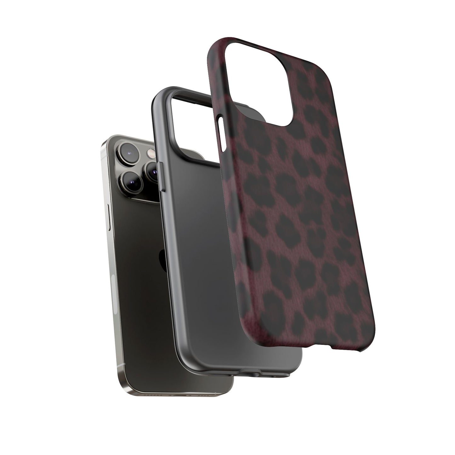 Maroon Leopard Print Phone Case, Tough Cases for Style Lovers, Fashionable Protection, Unique Gifts for Her, Trendy Accessories