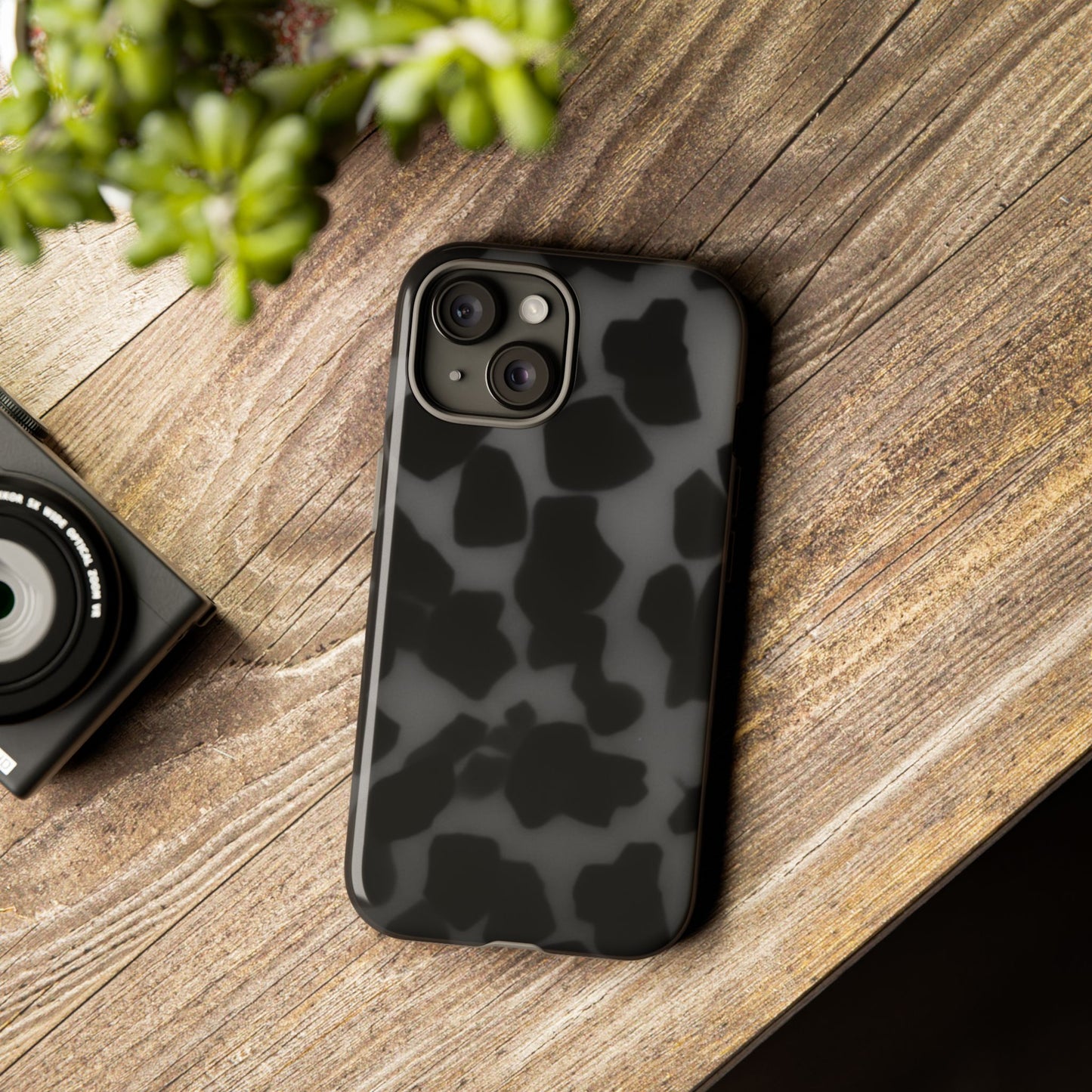 Jumbo tortoise shell Black Stylish Phone Case - Durable Protection, Trendy Design, Gift for Her, Fashion Accessories, Cow Print Phone Cover