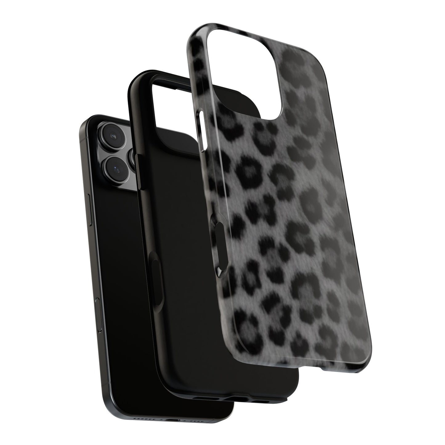 Leopard Print Dark Phone Case, Tough Cases for Animal Lovers, Stylish Protective Cover, Unique Gift for Her, Trendy Phone Accessory