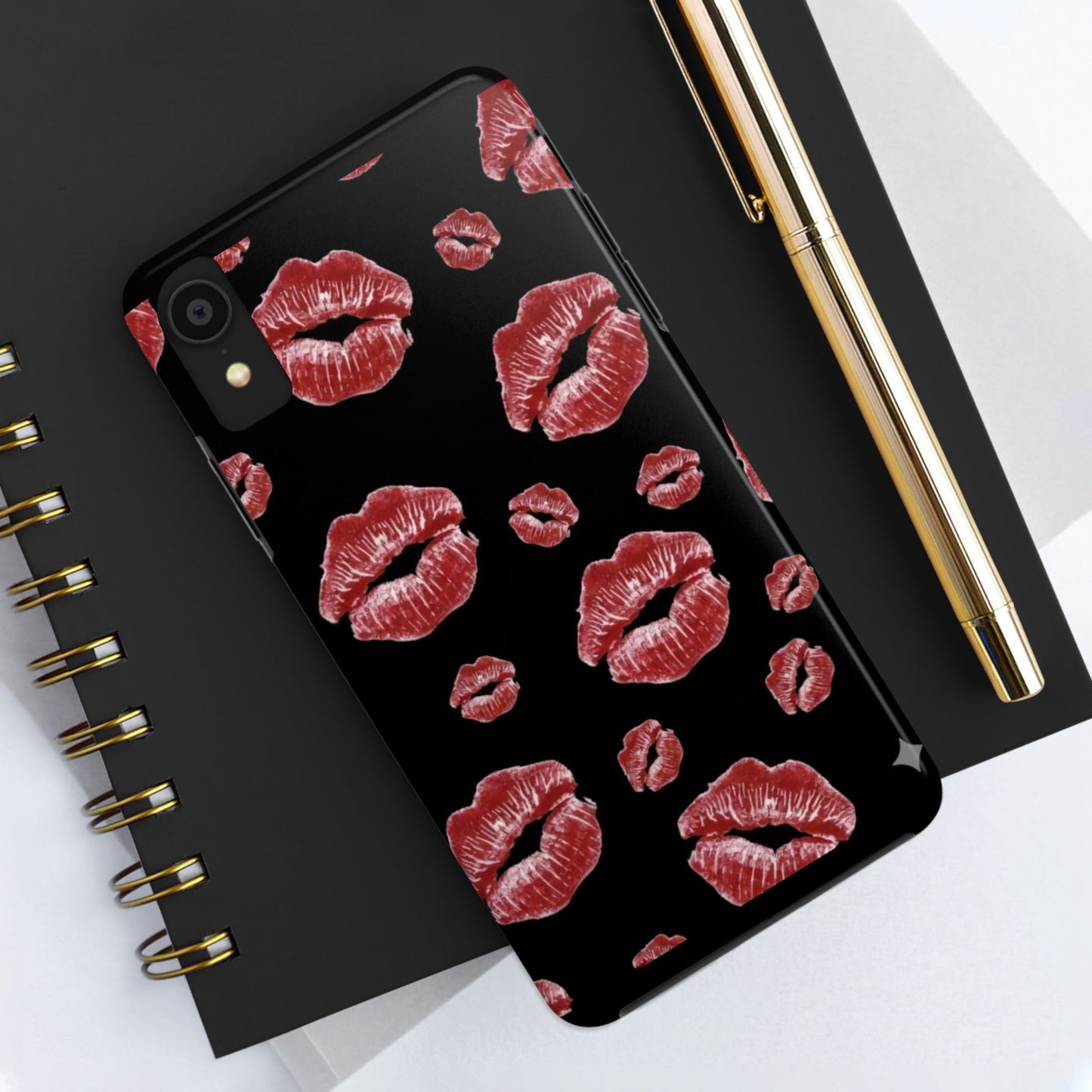 Kiss-Print Tough Phone Cases | Glamorous Protection, Unique Gift, Trendy Accessory, Valentine's Day, Stylish Gift for Her