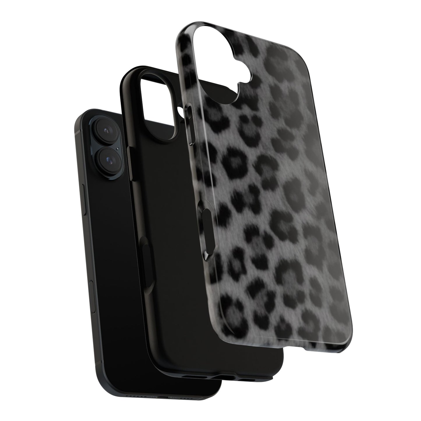 Leopard Print Dark Phone Case, Tough Cases for Animal Lovers, Stylish Protective Cover, Unique Gift for Her, Trendy Phone Accessory