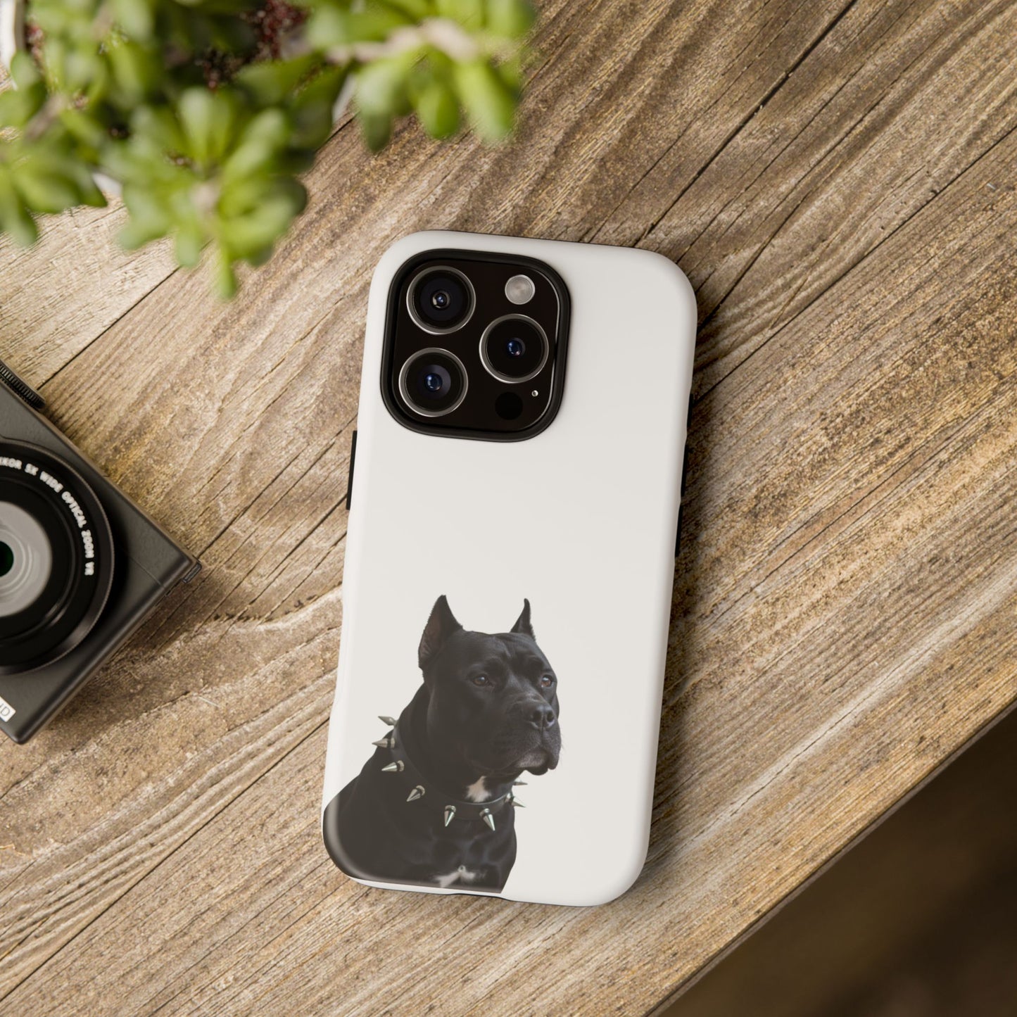Black Pit bull With spikes Tough Case, durable phone case gift for him, her