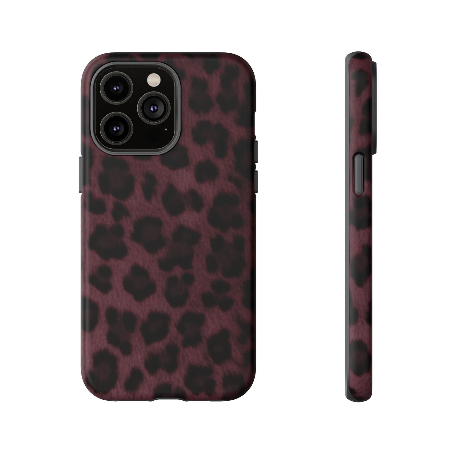 Maroon Leopard Print Phone Case, Tough Cases for Style Lovers, Fashionable Protection, Unique Gifts for Her, Trendy Accessories
