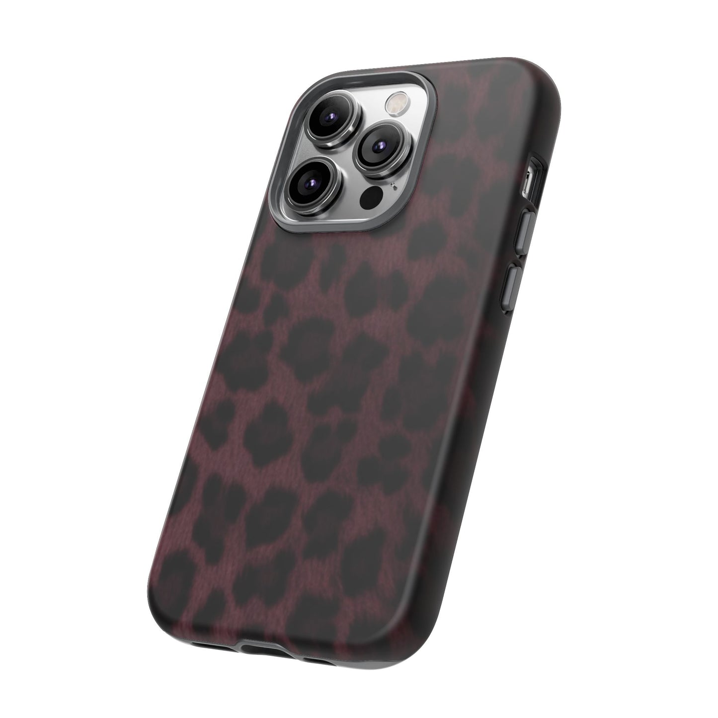 Maroon Leopard Print Phone Case, Tough Cases for Style Lovers, Fashionable Protection, Unique Gifts for Her, Trendy Accessories