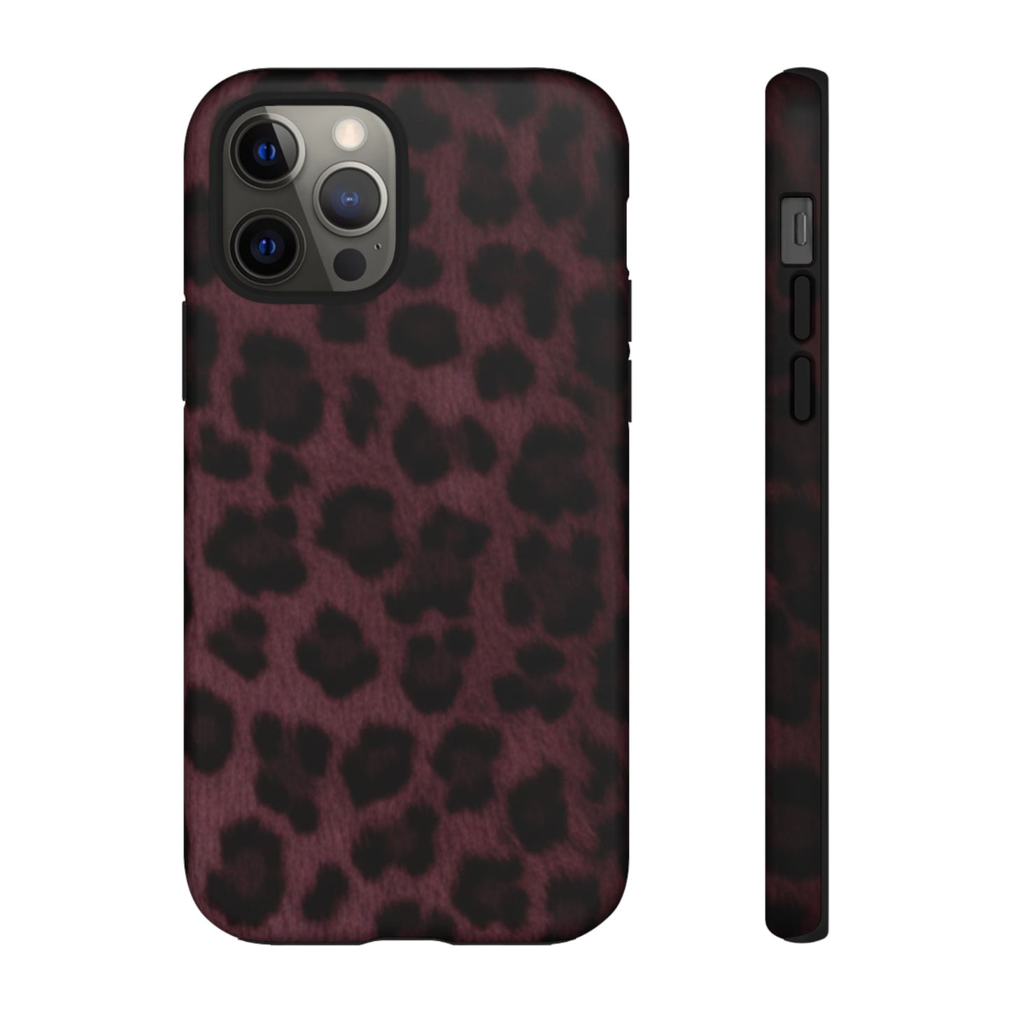 Maroon Leopard Print Phone Case, Tough Cases for Style Lovers, Fashionable Protection, Unique Gifts for Her, Trendy Accessories