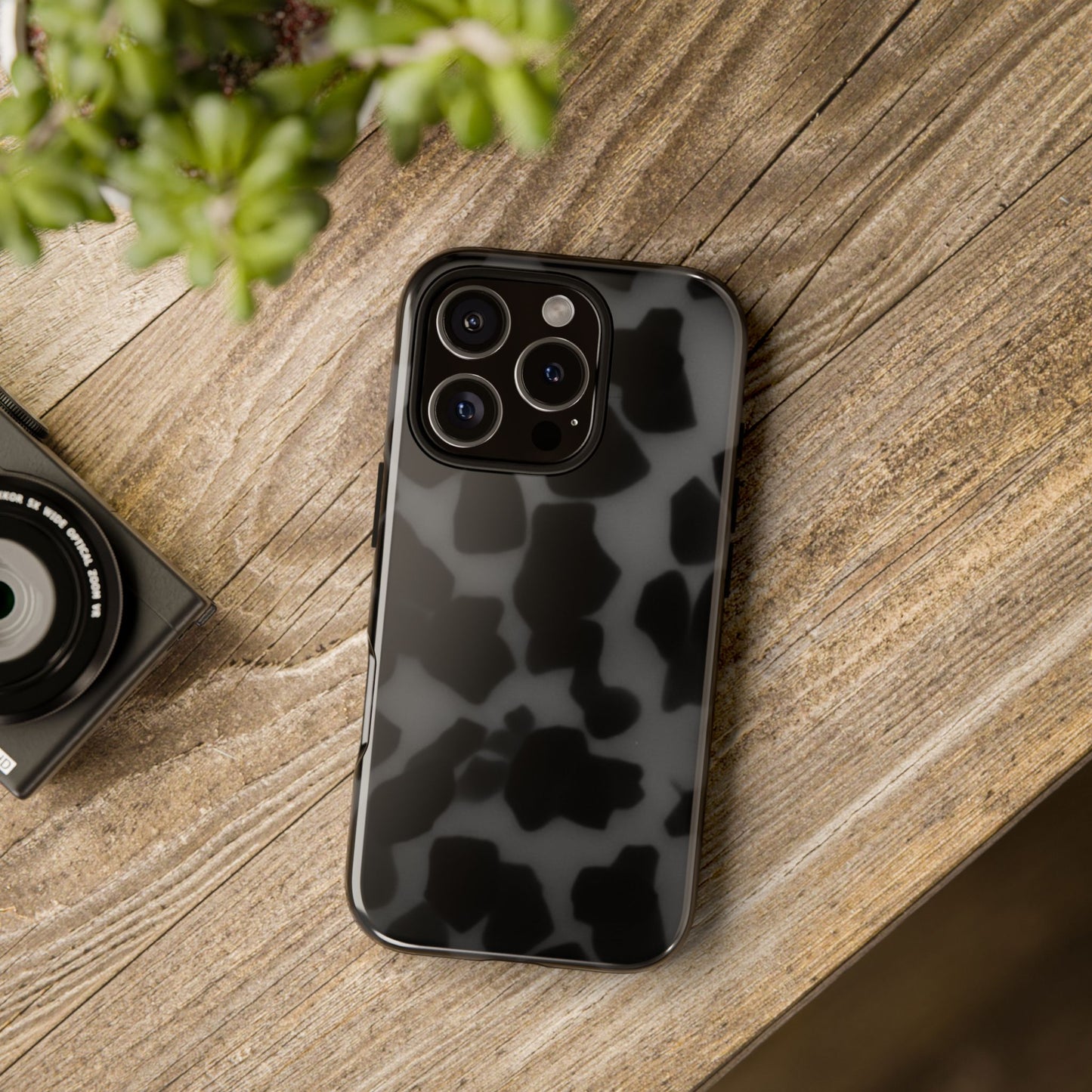 Jumbo tortoise shell Black Stylish Phone Case - Durable Protection, Trendy Design, Gift for Her, Fashion Accessories, Cow Print Phone Cover