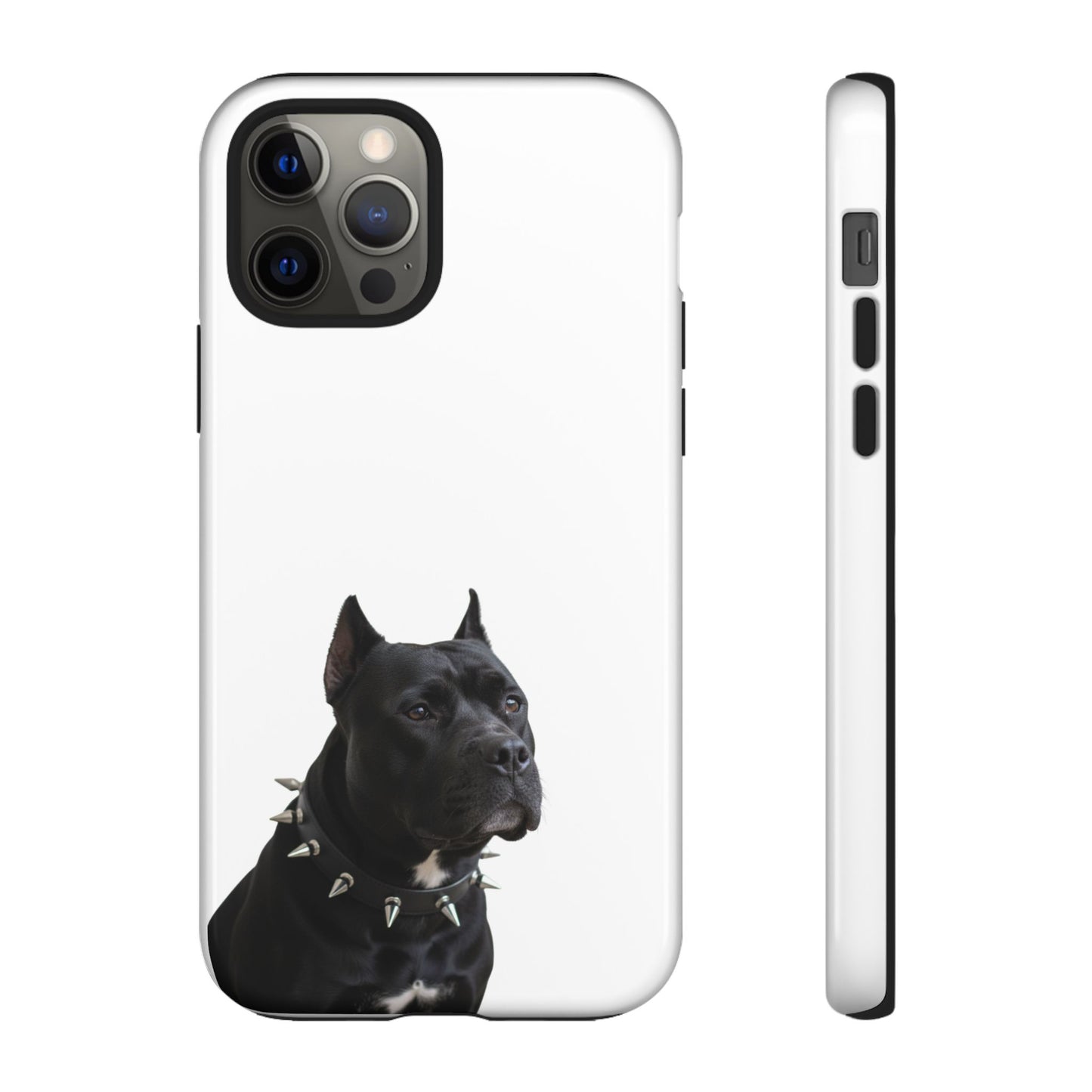 Black Pit bull With spikes Tough Case, durable phone case gift for him, her