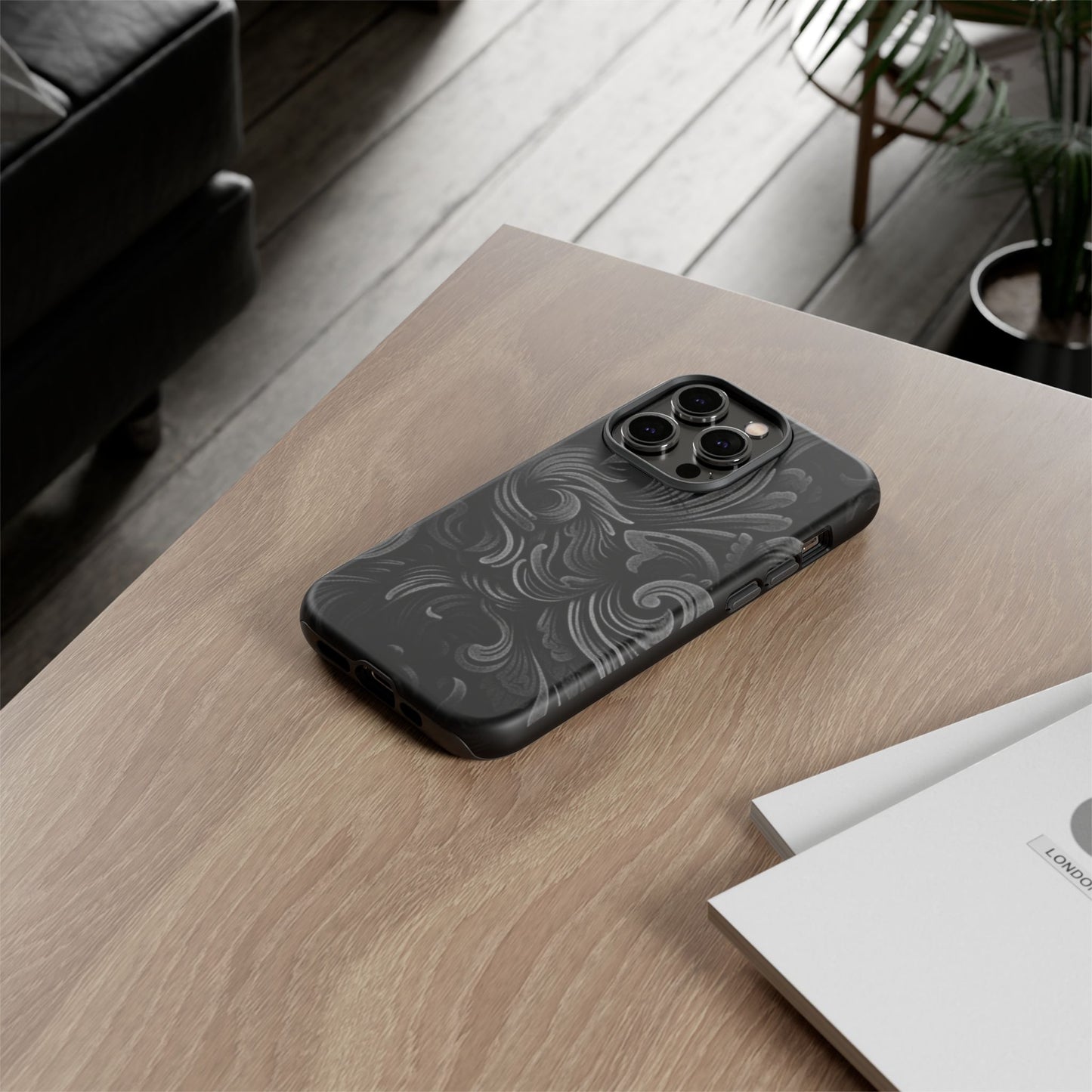 Black fortune Phone Case, Tough Cases, Stylish Phone Cover, Unique Gift for Her, Phone Protection, Floral Design Case