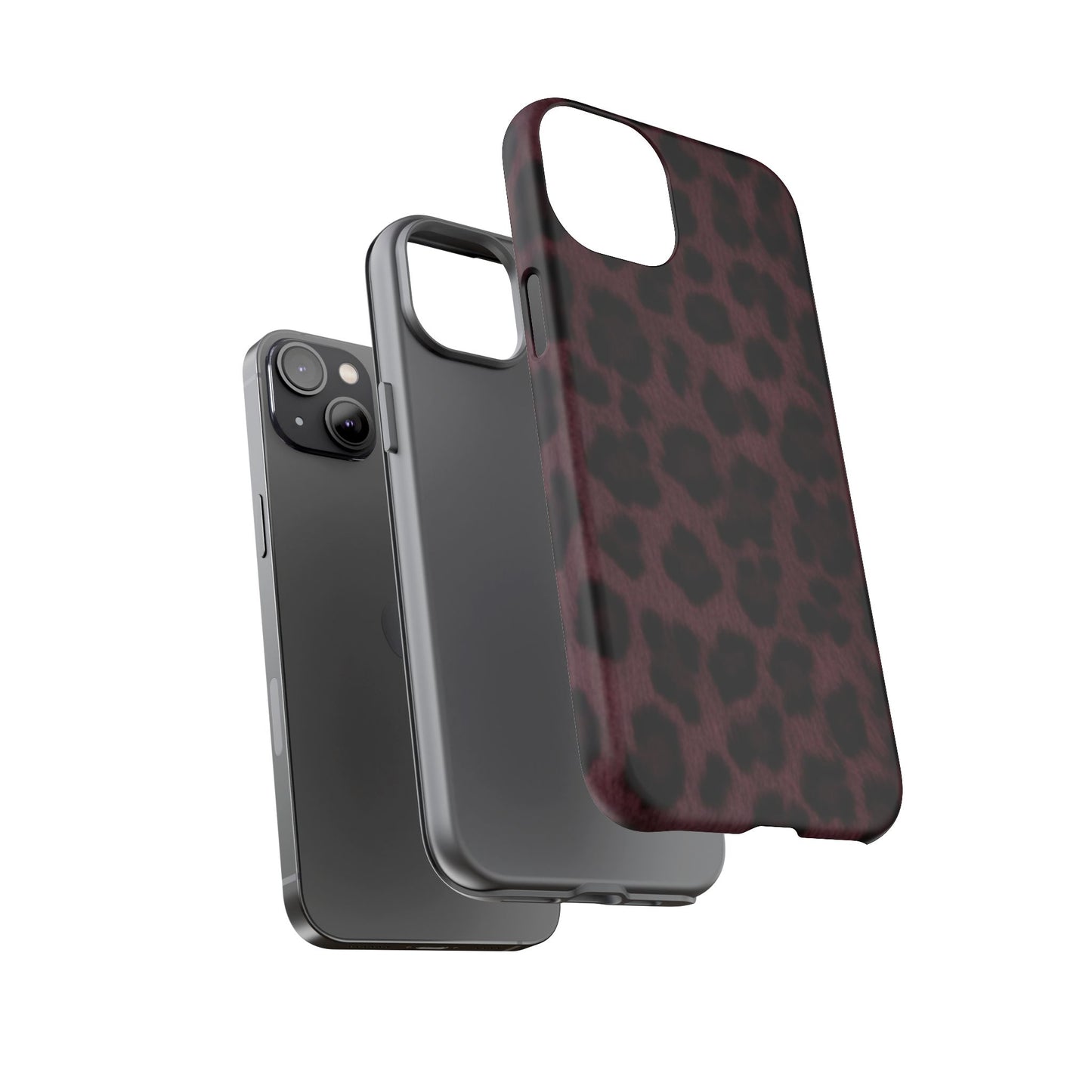 Maroon Leopard Print Phone Case, Tough Cases for Style Lovers, Fashionable Protection, Unique Gifts for Her, Trendy Accessories