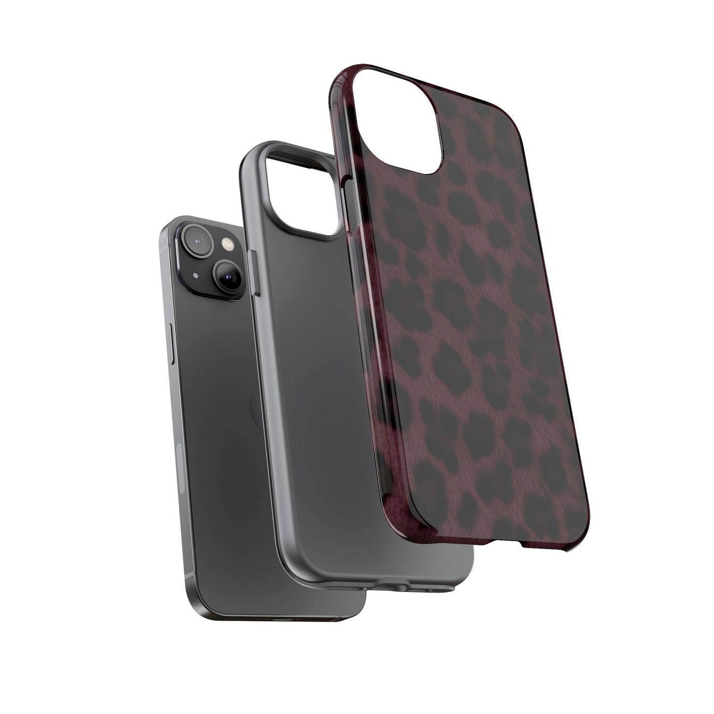 Maroon Leopard Print Phone Case, Tough Cases for Style Lovers, Fashionable Protection, Unique Gifts for Her, Trendy Accessories