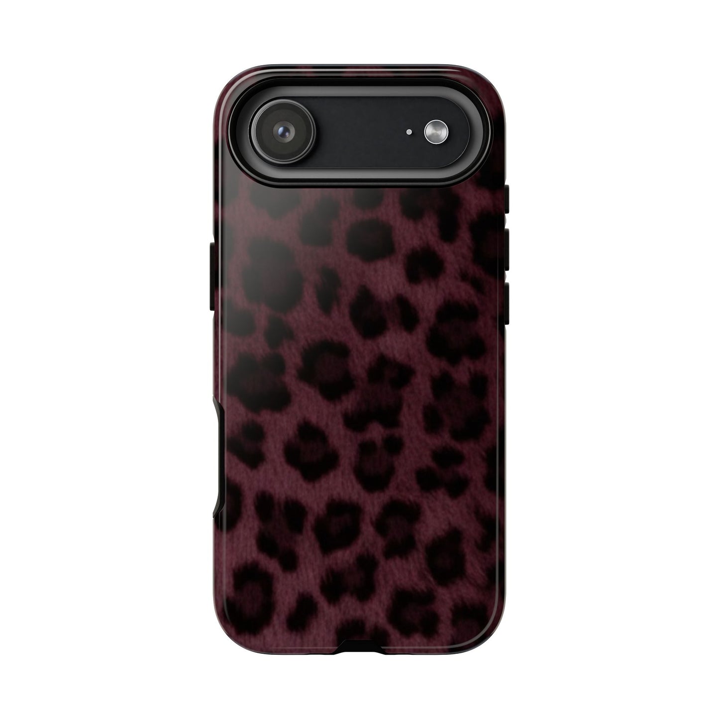 Maroon Leopard Print Phone Case, Tough Cases for Style Lovers, Fashionable Protection, Unique Gifts for Her, Trendy Accessories