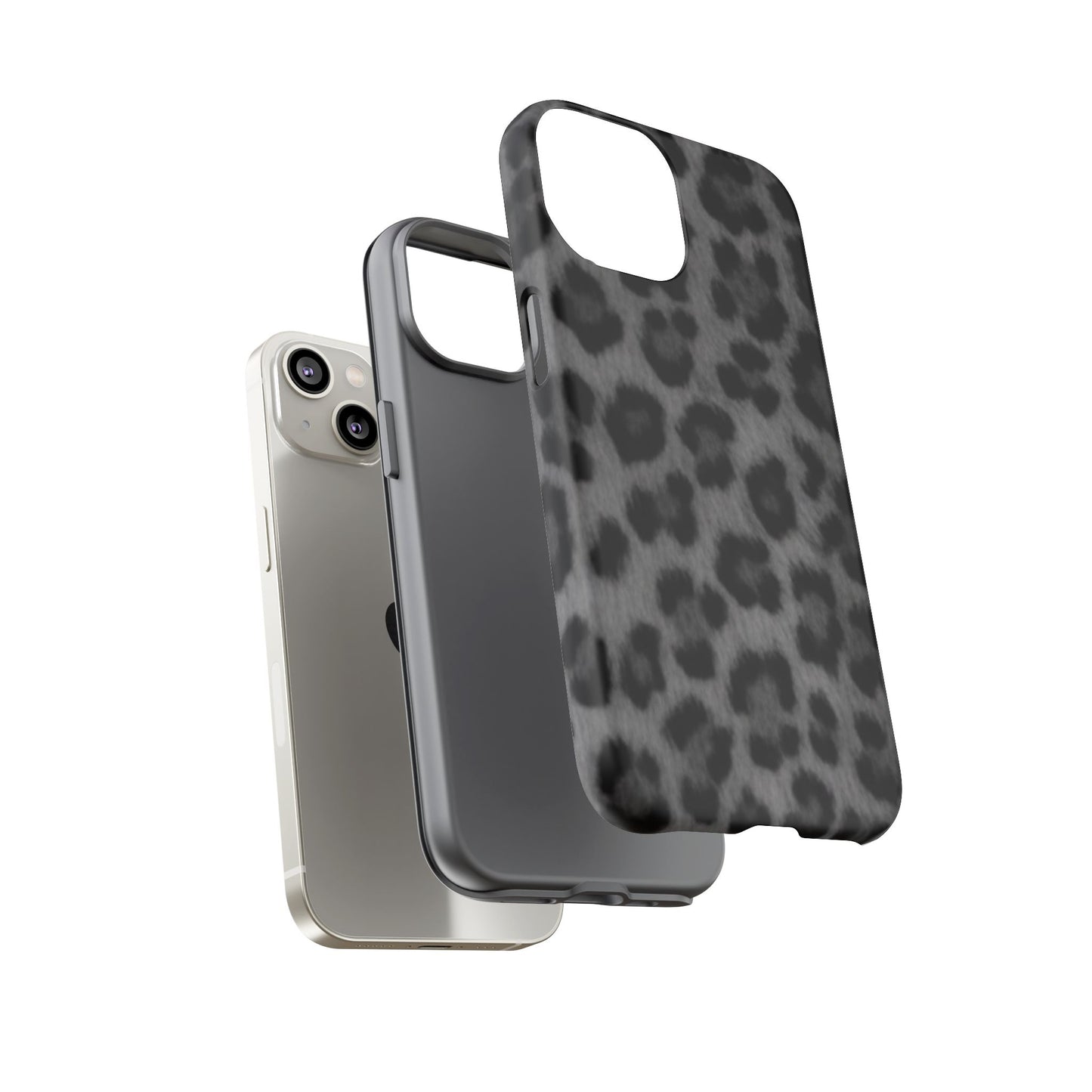 Leopard Print Dark Phone Case, Tough Cases for Animal Lovers, Stylish Protective Cover, Unique Gift for Her, Trendy Phone Accessory