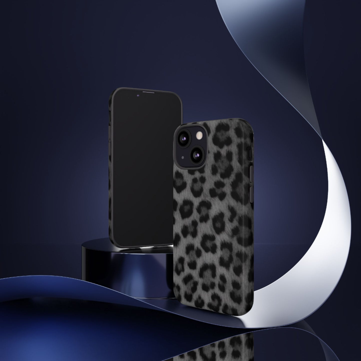 Leopard Print Dark Phone Case, Tough Cases for Animal Lovers, Stylish Protective Cover, Unique Gift for Her, Trendy Phone Accessory