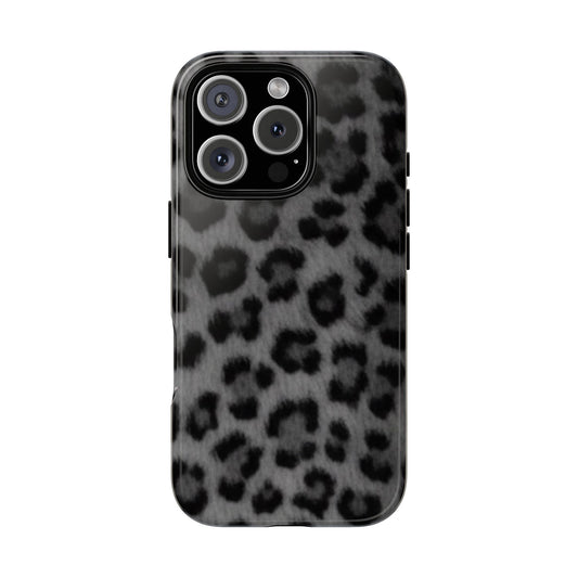 Leopard Print Dark Phone Case, Tough Cases for Animal Lovers, Stylish Protective Cover, Unique Gift for Her, Trendy Phone Accessory