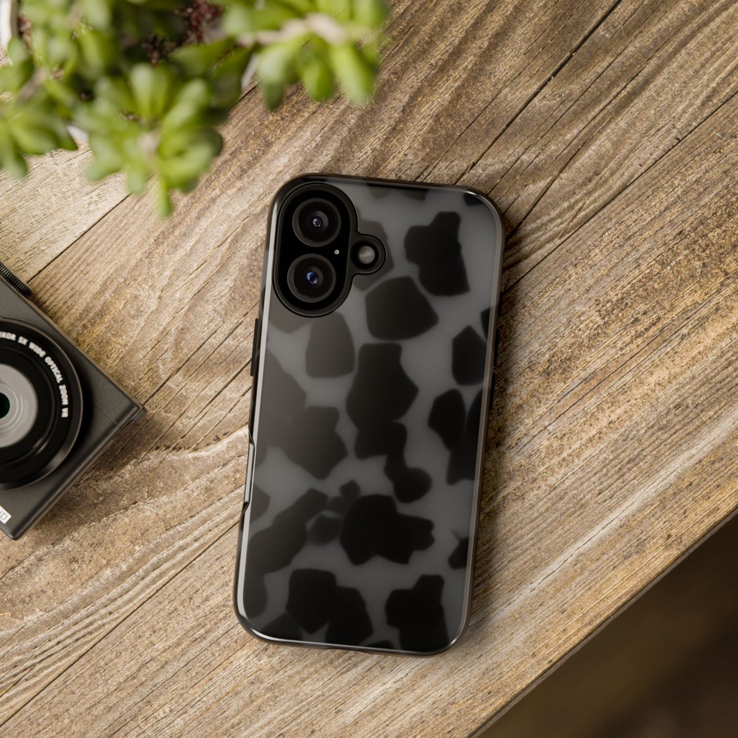 Jumbo tortoise shell Black Stylish Phone Case - Durable Protection, Trendy Design, Gift for Her, Fashion Accessories, Cow Print Phone Cover