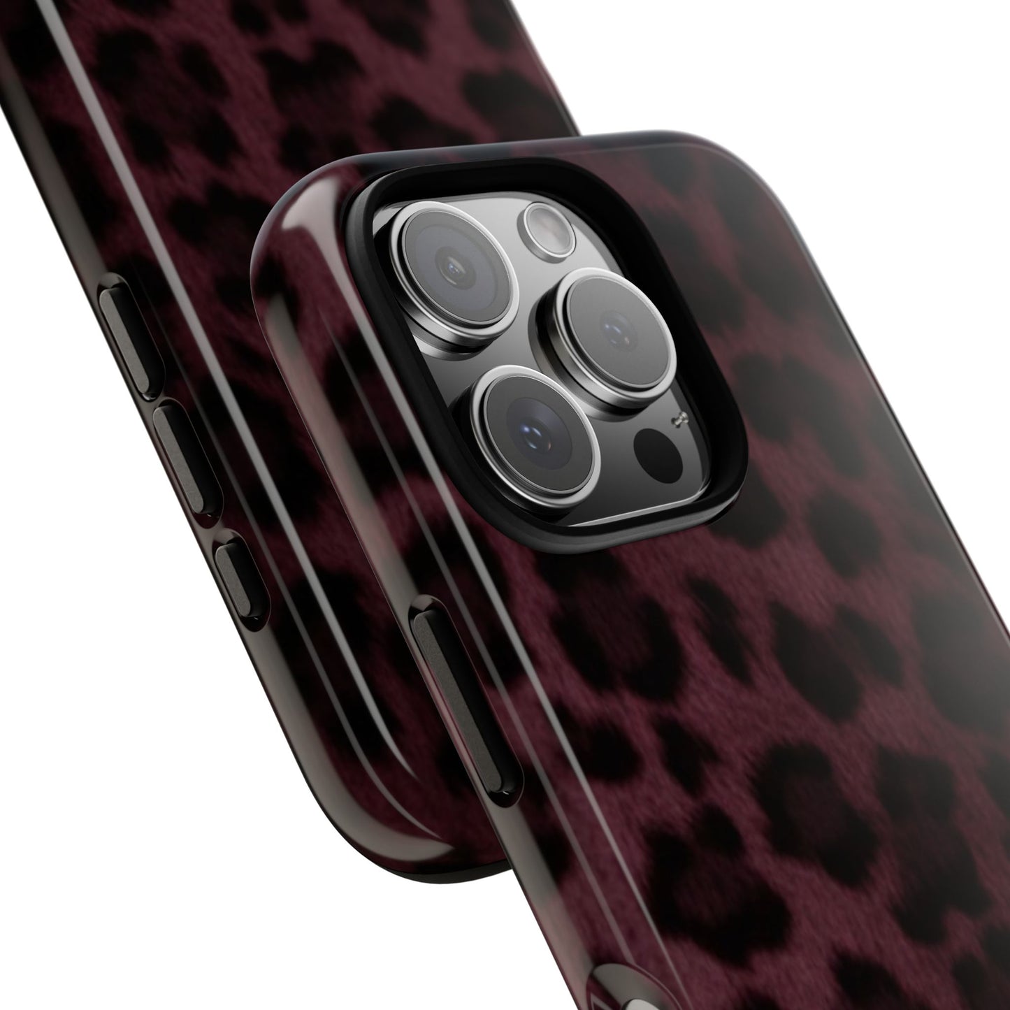 Maroon Leopard Print Phone Case, Tough Cases for Style Lovers, Fashionable Protection, Unique Gifts for Her, Trendy Accessories