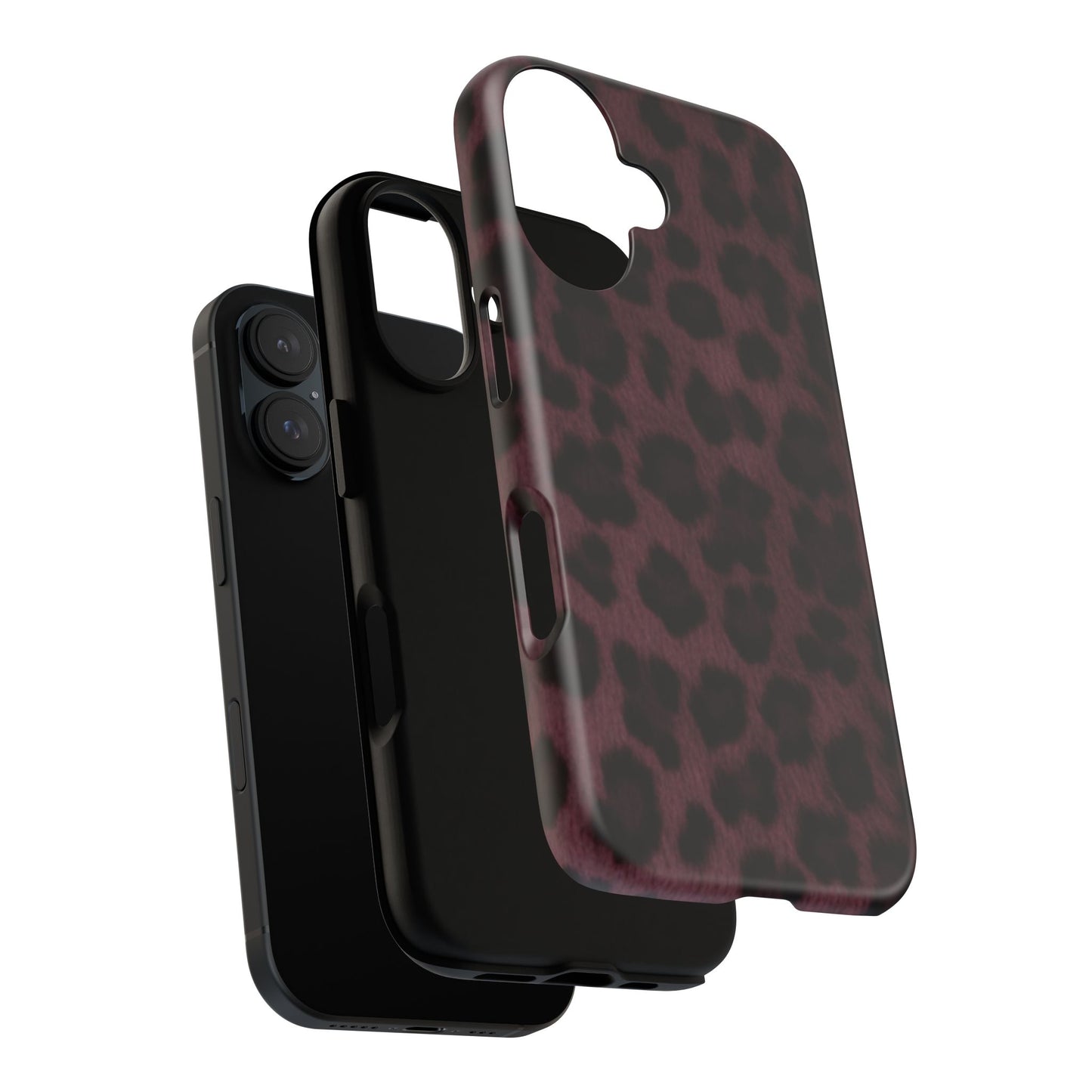 Maroon Leopard Print Phone Case, Tough Cases for Style Lovers, Fashionable Protection, Unique Gifts for Her, Trendy Accessories