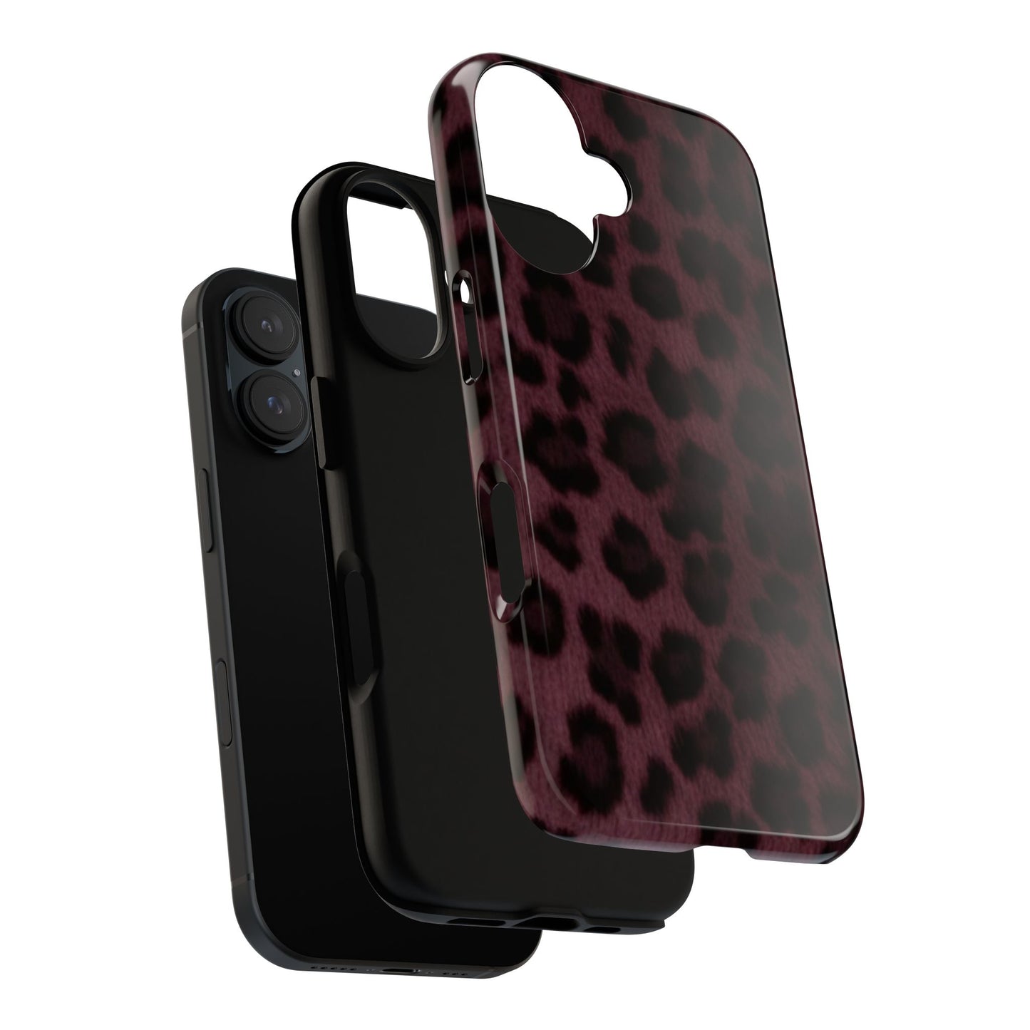 Maroon Leopard Print Phone Case, Tough Cases for Style Lovers, Fashionable Protection, Unique Gifts for Her, Trendy Accessories