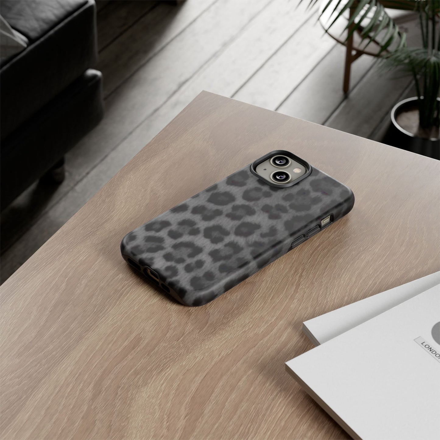 Leopard Print Dark Phone Case, Tough Cases for Animal Lovers, Stylish Protective Cover, Unique Gift for Her, Trendy Phone Accessory