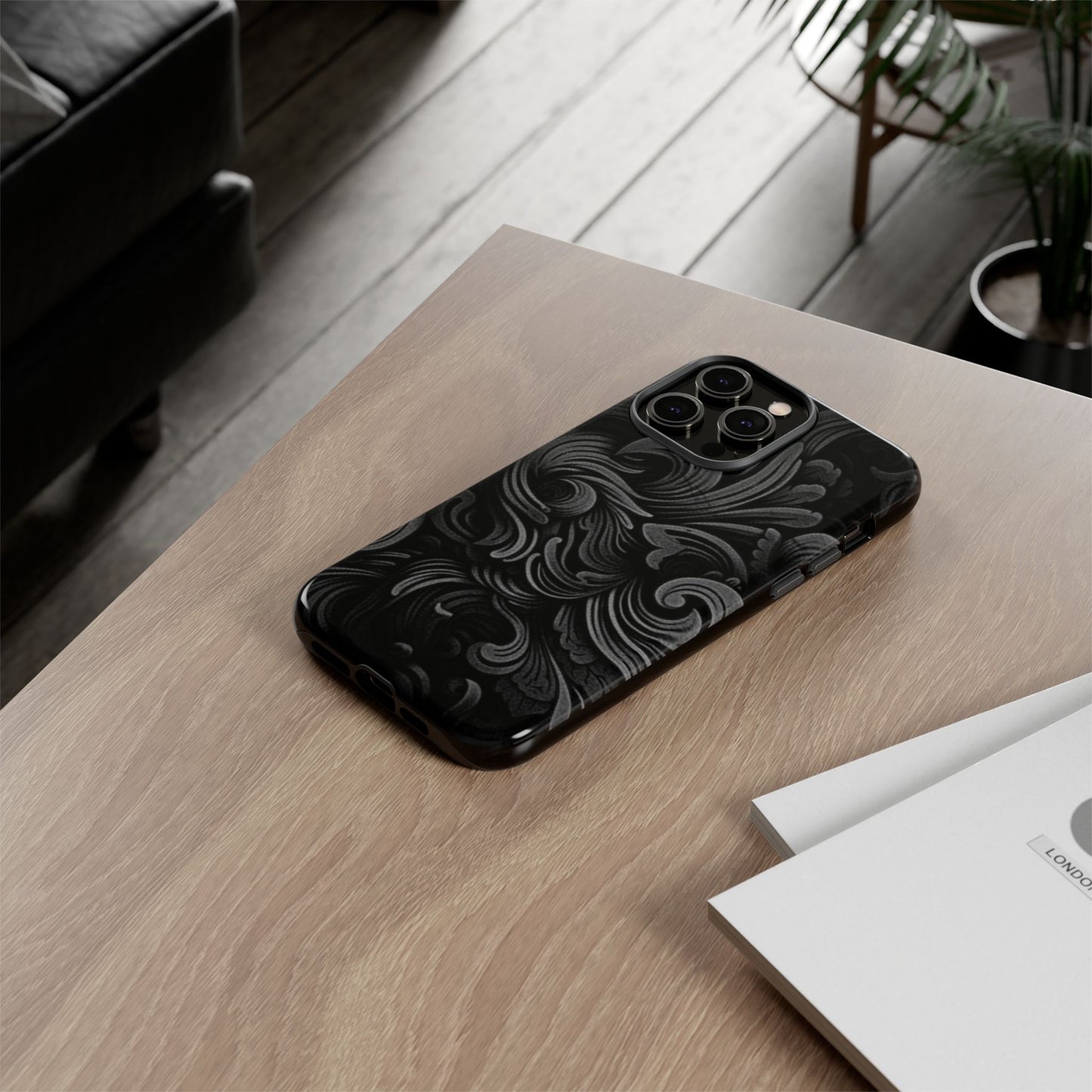 Black fortune Phone Case, Tough Cases, Stylish Phone Cover, Unique Gift for Her, Phone Protection, Floral Design Case