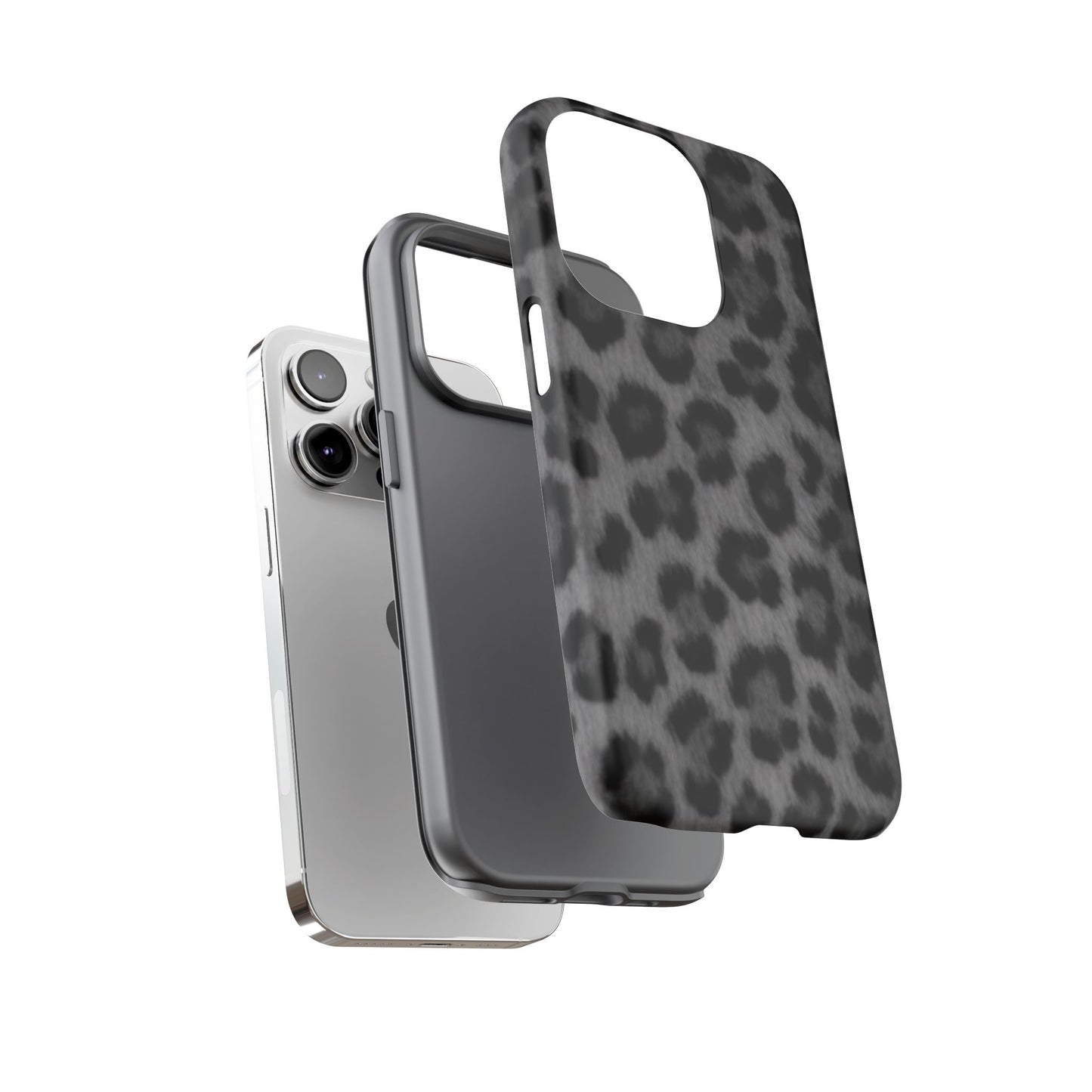Leopard Print Dark Phone Case, Tough Cases for Animal Lovers, Stylish Protective Cover, Unique Gift for Her, Trendy Phone Accessory