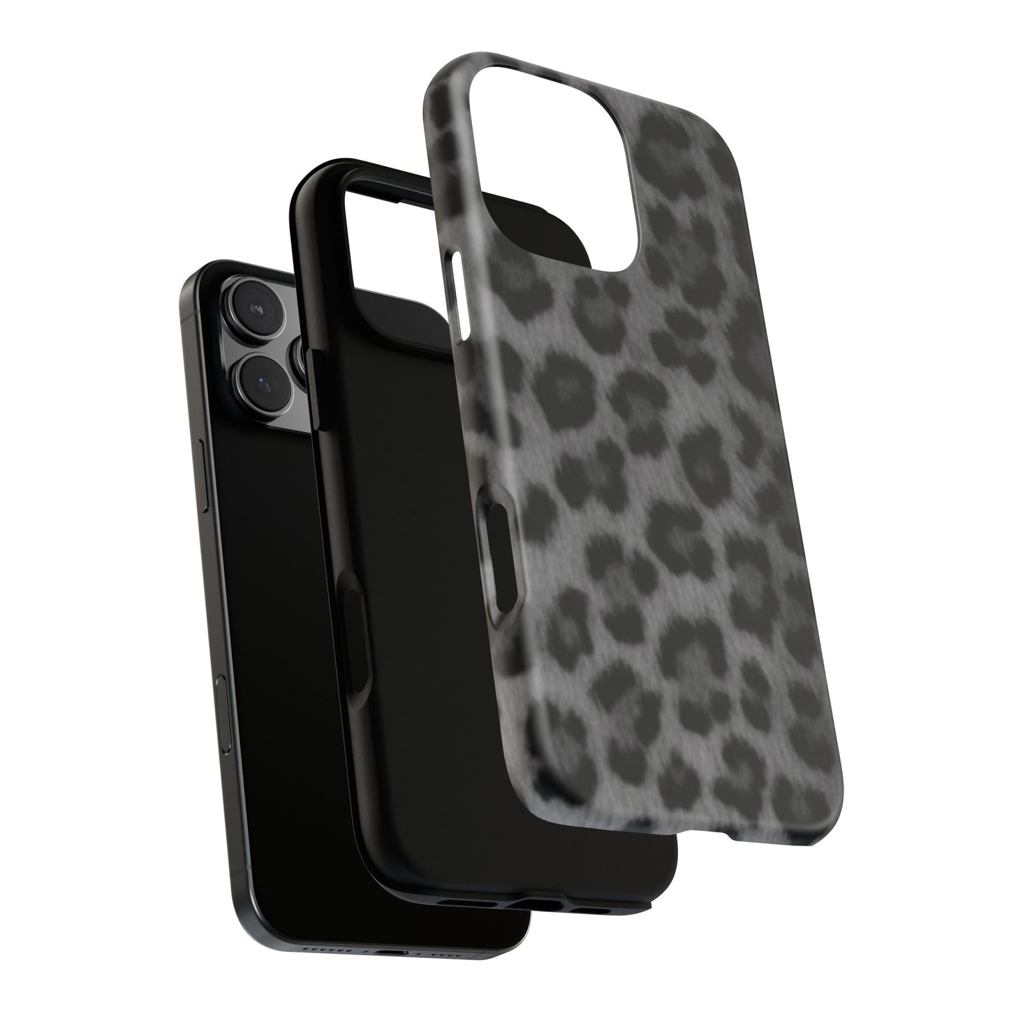 Leopard Print Dark Phone Case, Tough Cases for Animal Lovers, Stylish Protective Cover, Unique Gift for Her, Trendy Phone Accessory