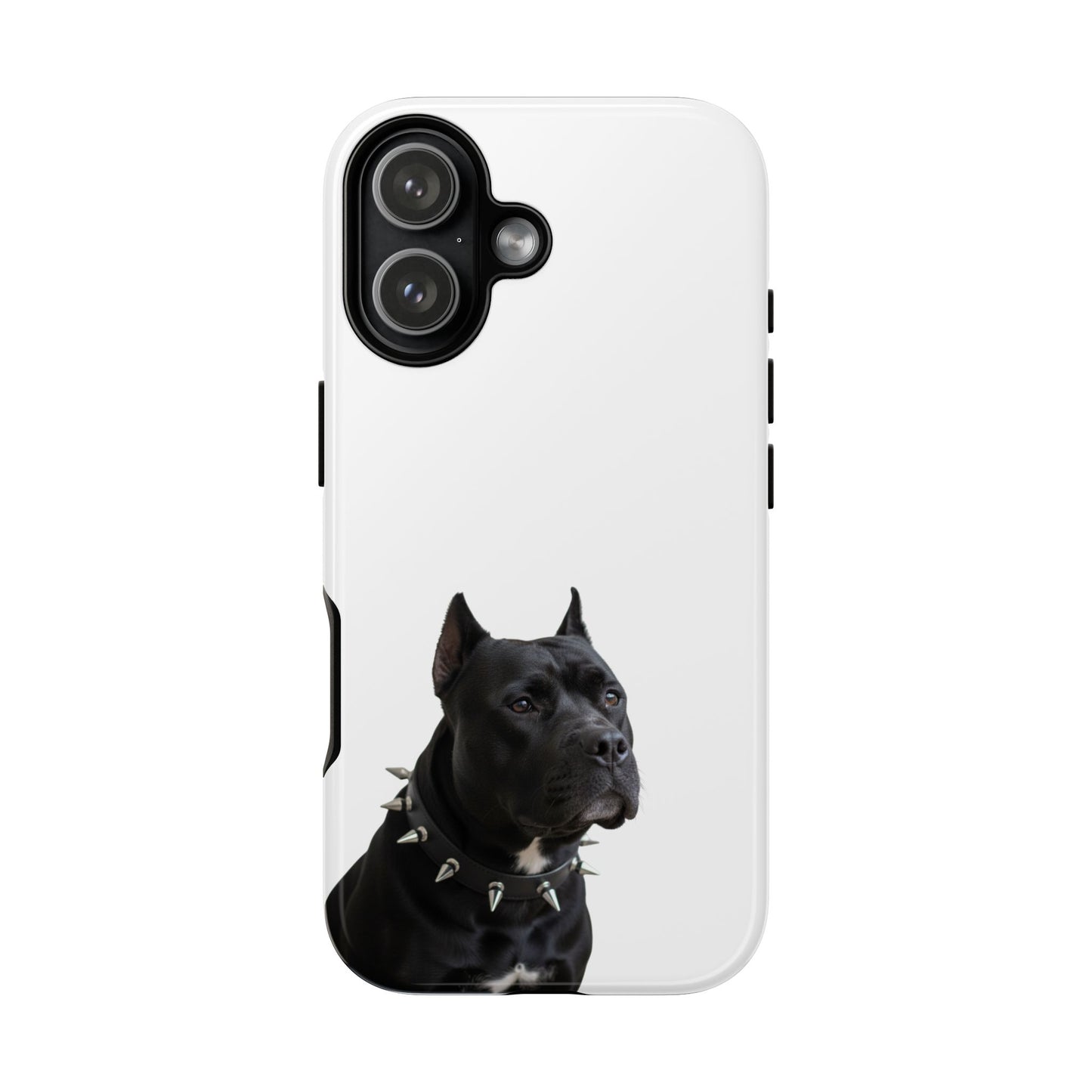 Black Pit bull With spikes Tough Case, durable phone case gift for him, her