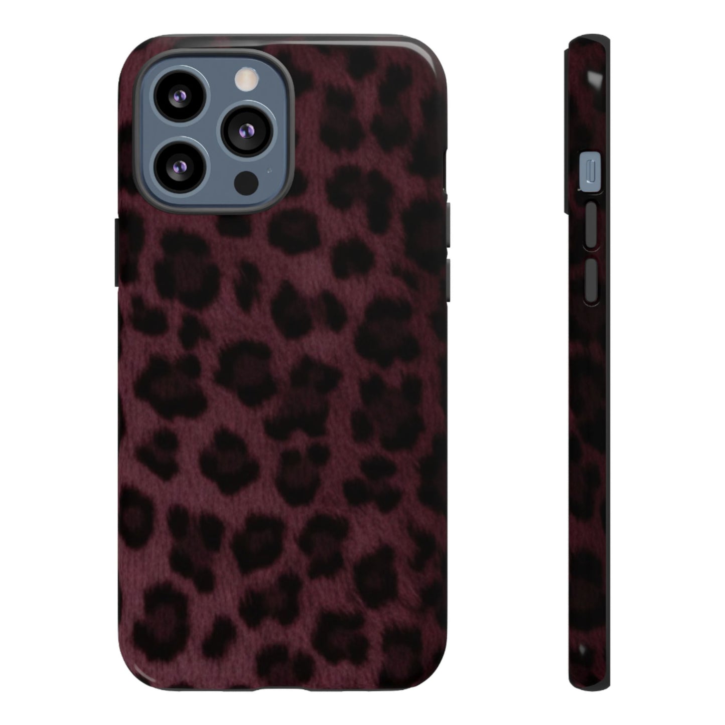 Maroon Leopard Print Phone Case, Tough Cases for Style Lovers, Fashionable Protection, Unique Gifts for Her, Trendy Accessories