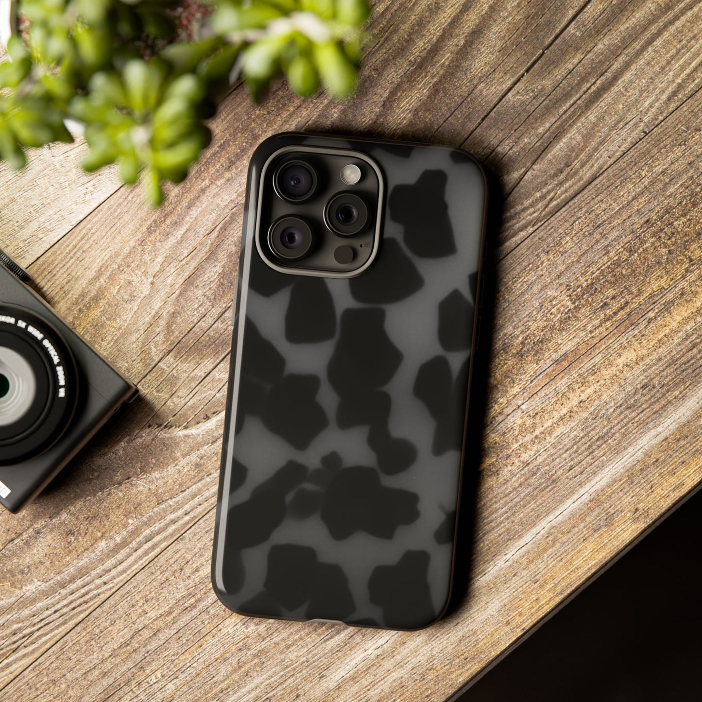 Jumbo tortoise shell Black Stylish Phone Case - Durable Protection, Trendy Design, Gift for Her, Fashion Accessories, Cow Print Phone Cover