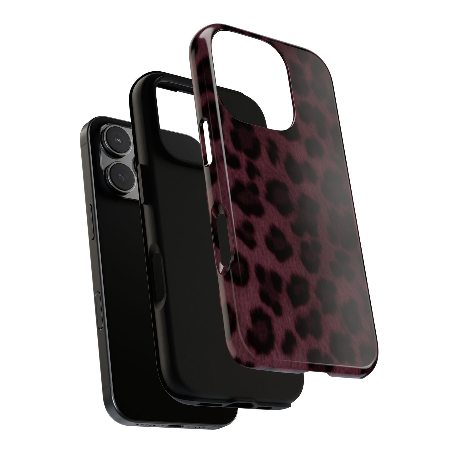 Maroon Leopard Print Phone Case, Tough Cases for Style Lovers, Fashionable Protection, Unique Gifts for Her, Trendy Accessories