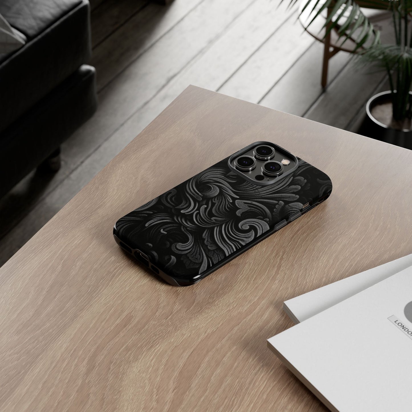 Black fortune Phone Case, Tough Cases, Stylish Phone Cover, Unique Gift for Her, Phone Protection, Floral Design Case