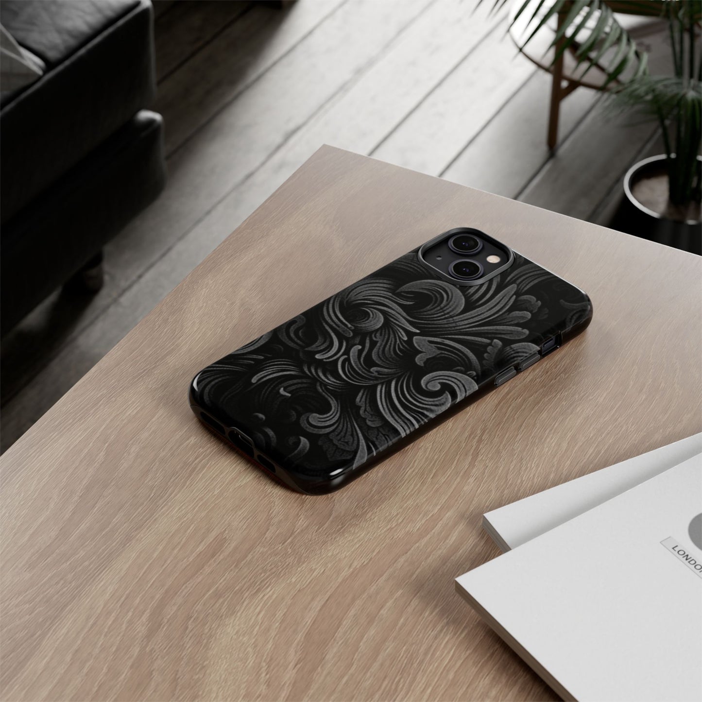 Black fortune Phone Case, Tough Cases, Stylish Phone Cover, Unique Gift for Her, Phone Protection, Floral Design Case