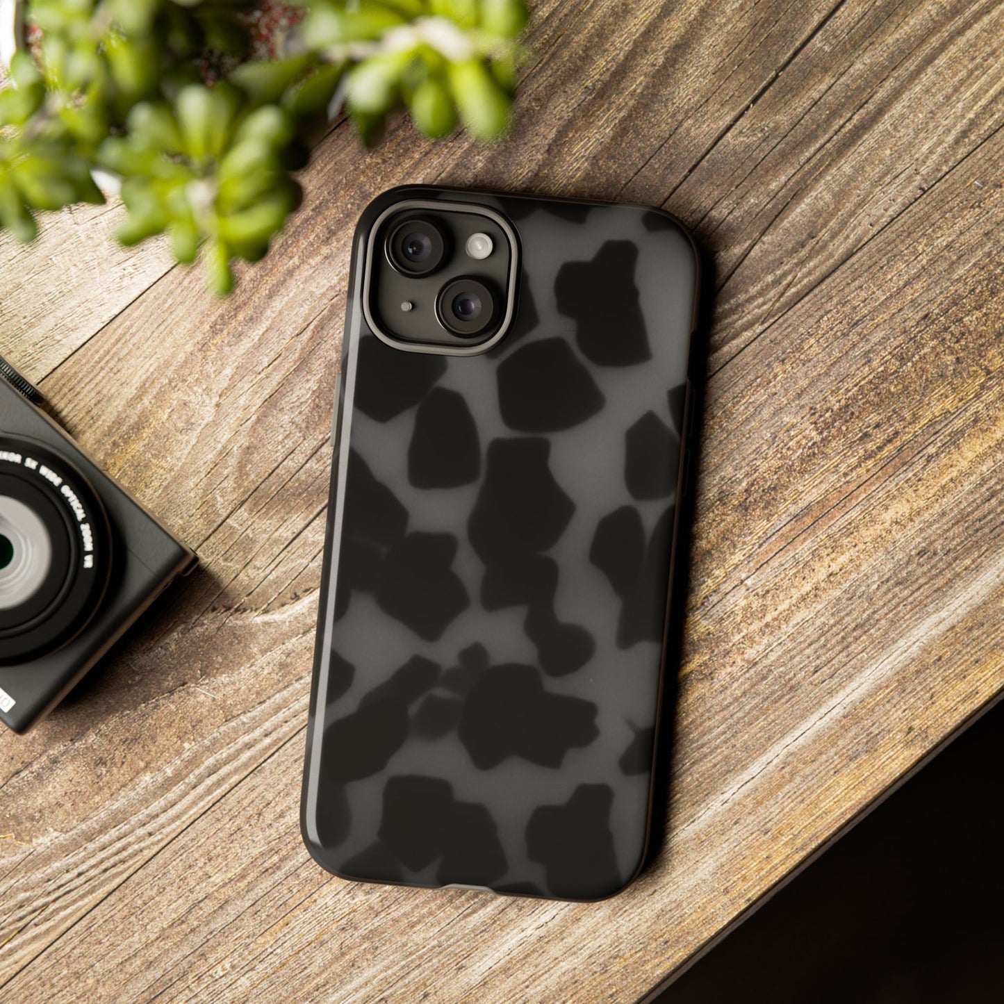 Jumbo tortoise shell Black Stylish Phone Case - Durable Protection, Trendy Design, Gift for Her, Fashion Accessories, Cow Print Phone Cover